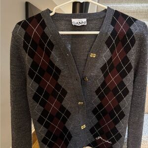 GANNI Fine Merino Jacquard Cardigan